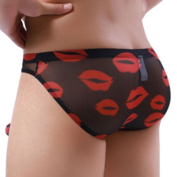 MenSexyWear Slip Trompe Kiss Lips Noir